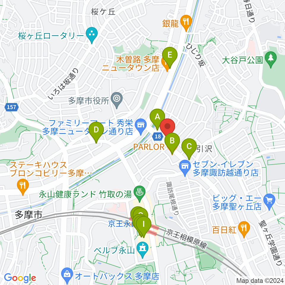 永山Free As Bird周辺のカフェ一覧地図