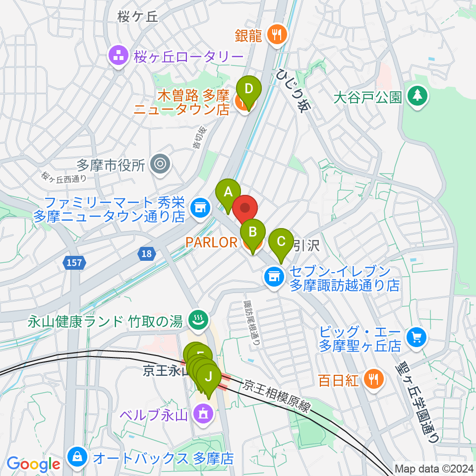 永山Free As Bird周辺のカフェ一覧地図