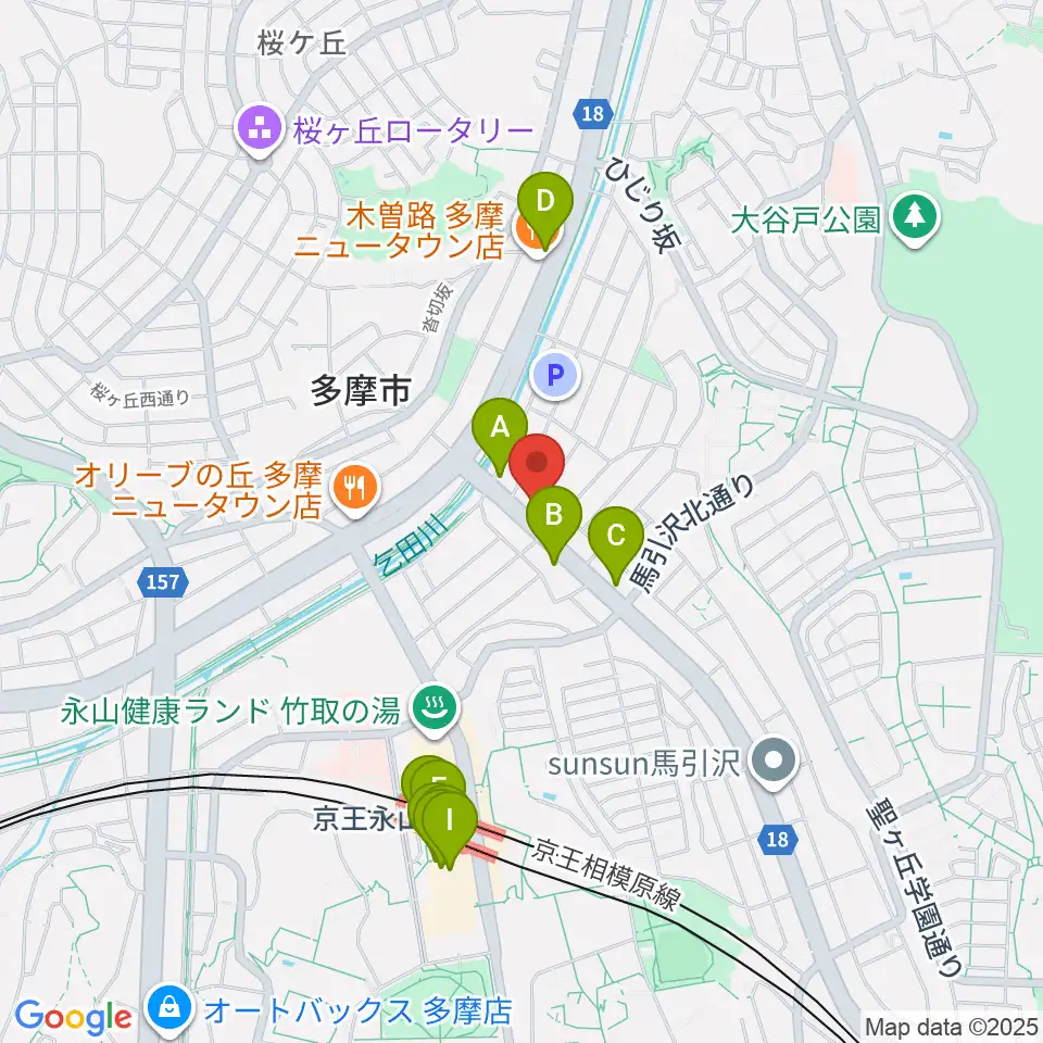 永山Free As Bird周辺のカフェ一覧地図
