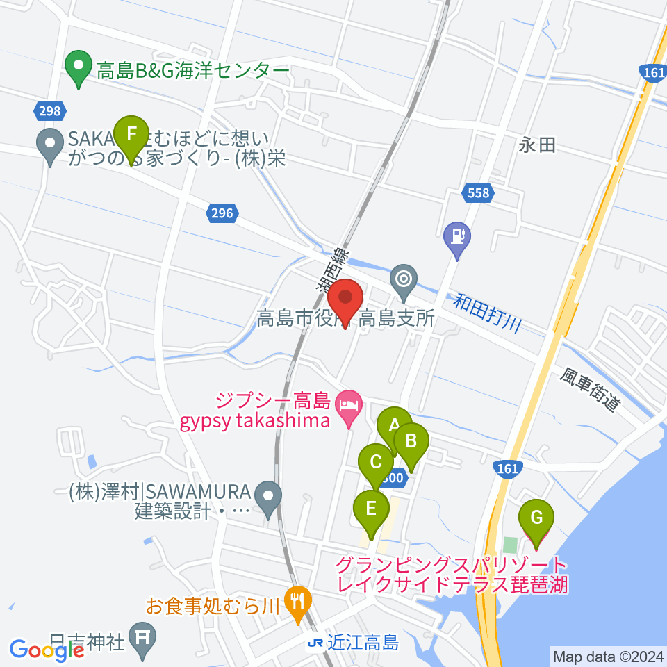 ガリバーホール周辺のカフェ一覧地図