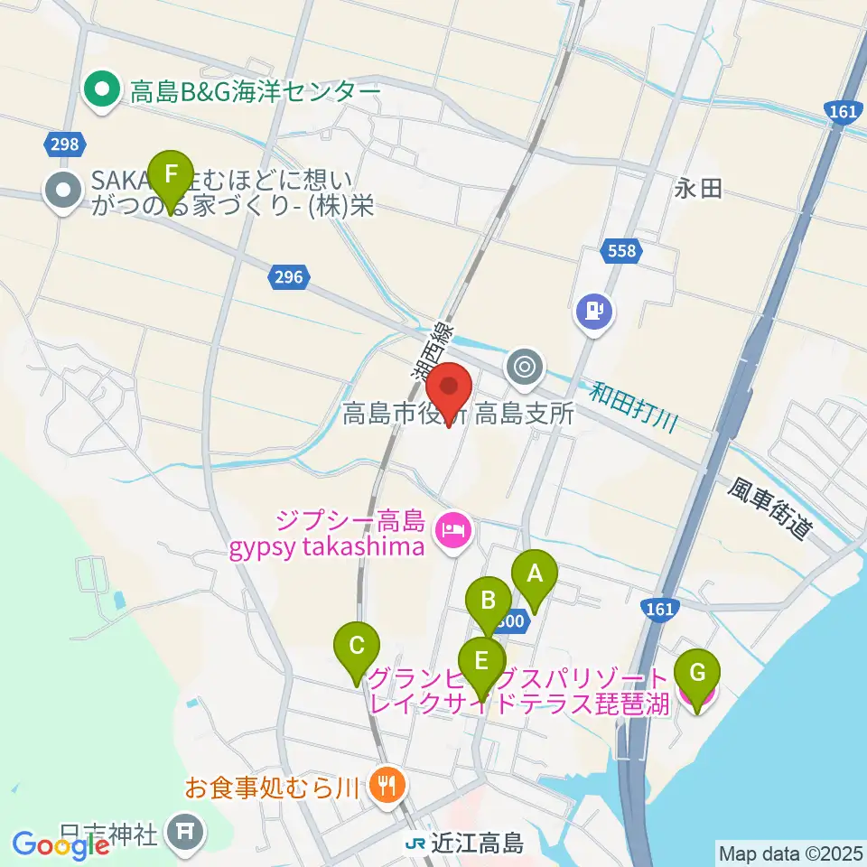 ガリバーホール周辺のカフェ一覧地図
