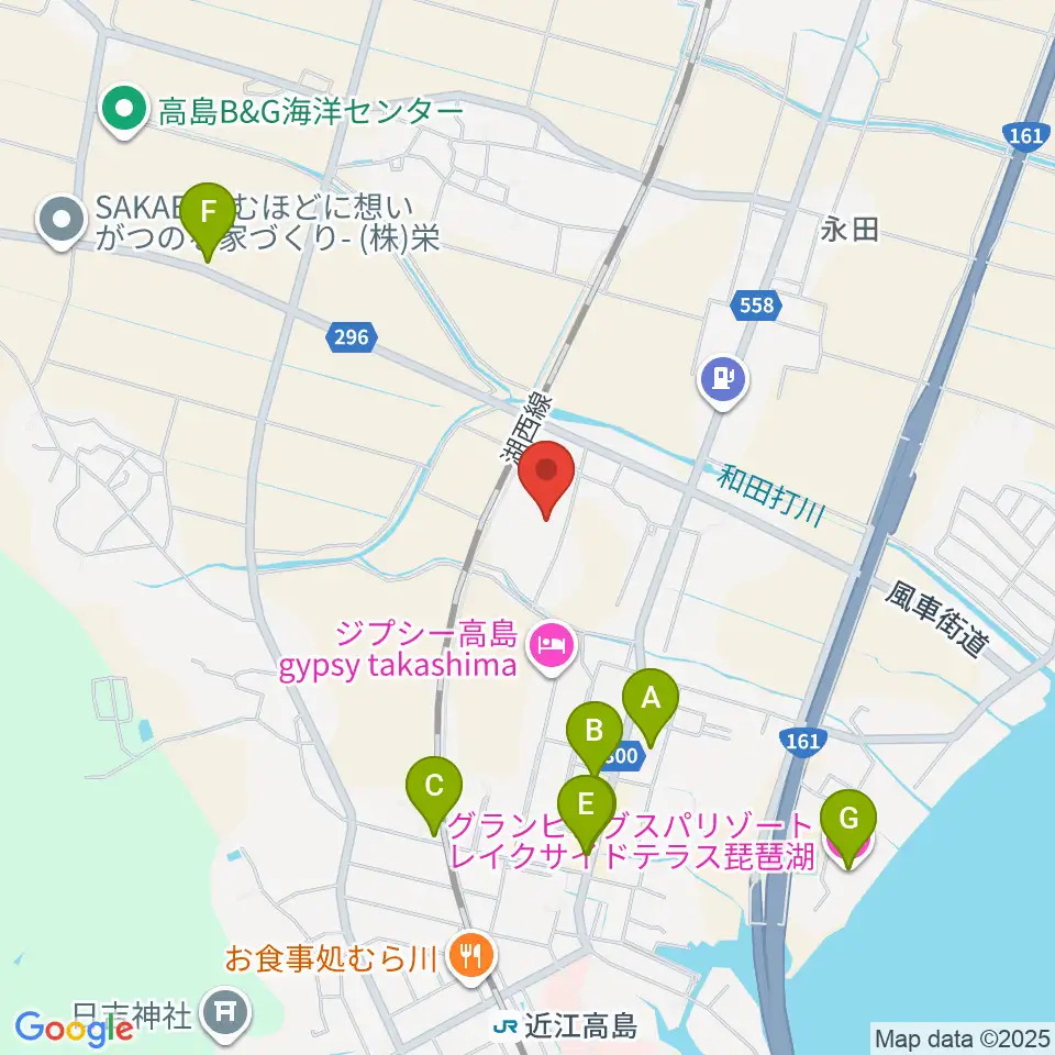 ガリバーホール周辺のカフェ一覧地図