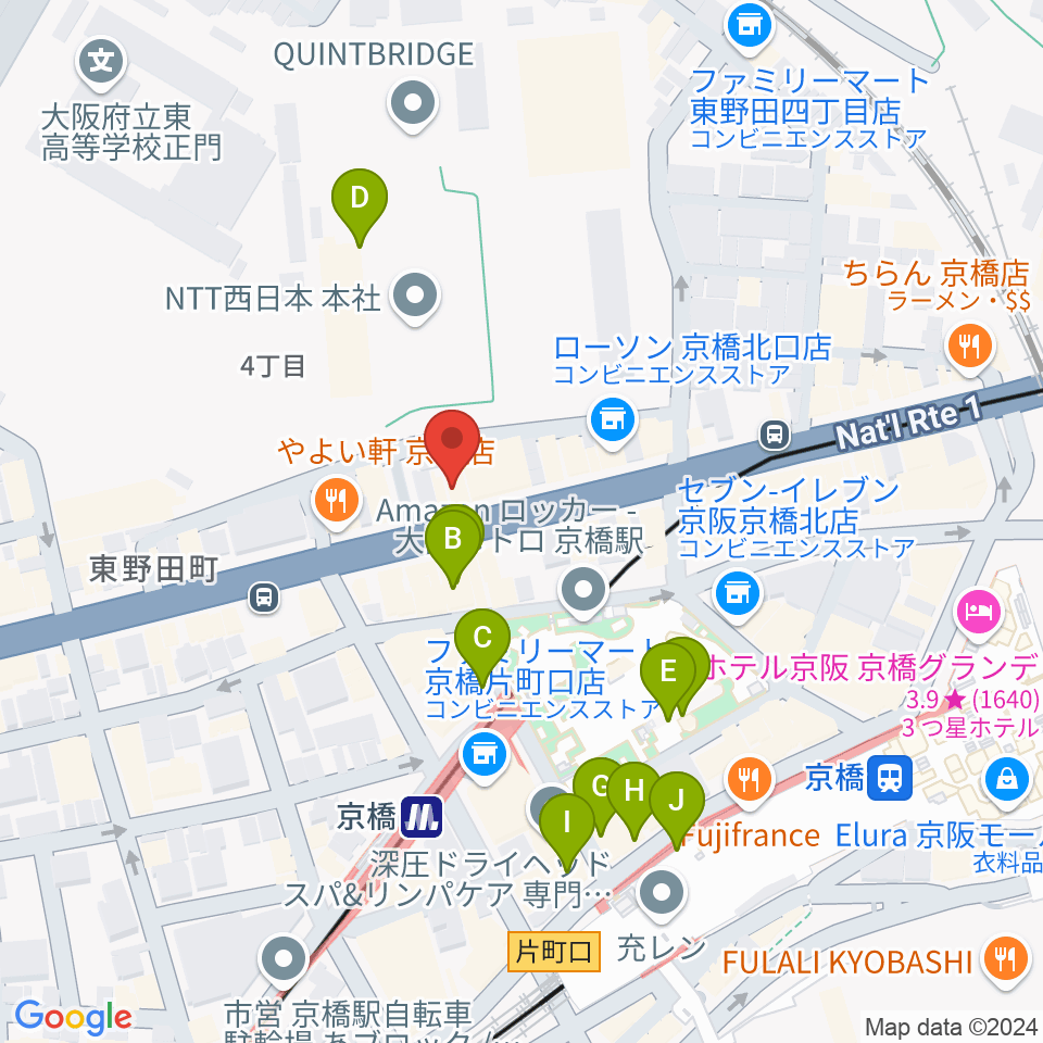 K Music Act周辺のカフェ一覧地図