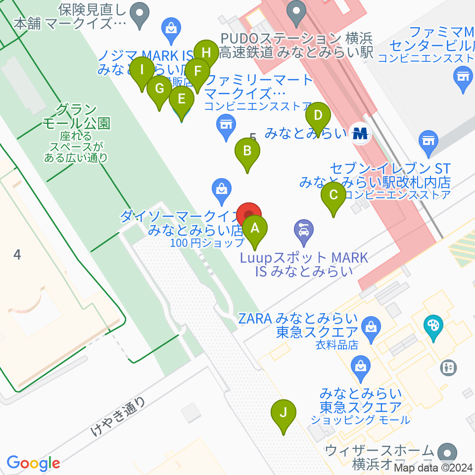 島村楽器 横浜みなとみらい店周辺のカフェ一覧地図