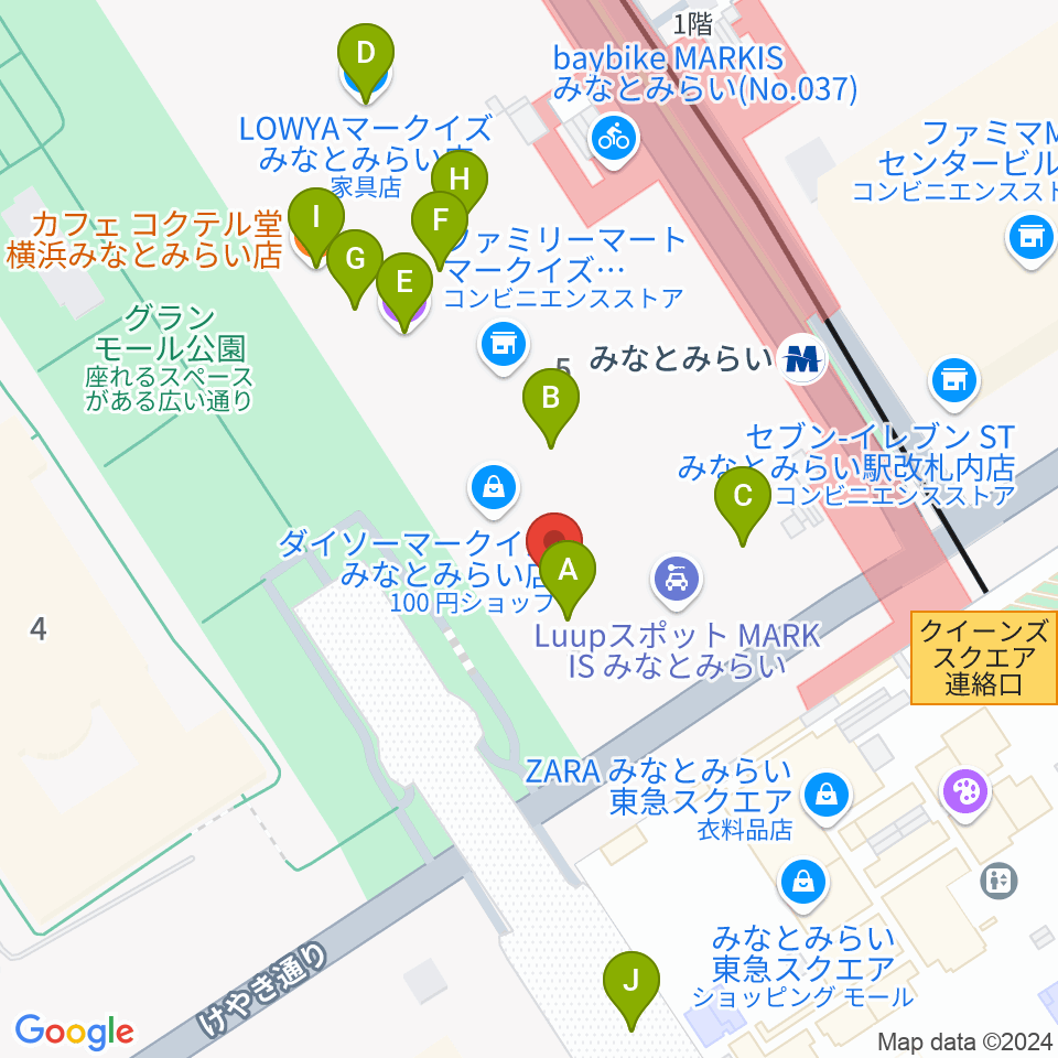 島村楽器 横浜みなとみらい店周辺のカフェ一覧地図