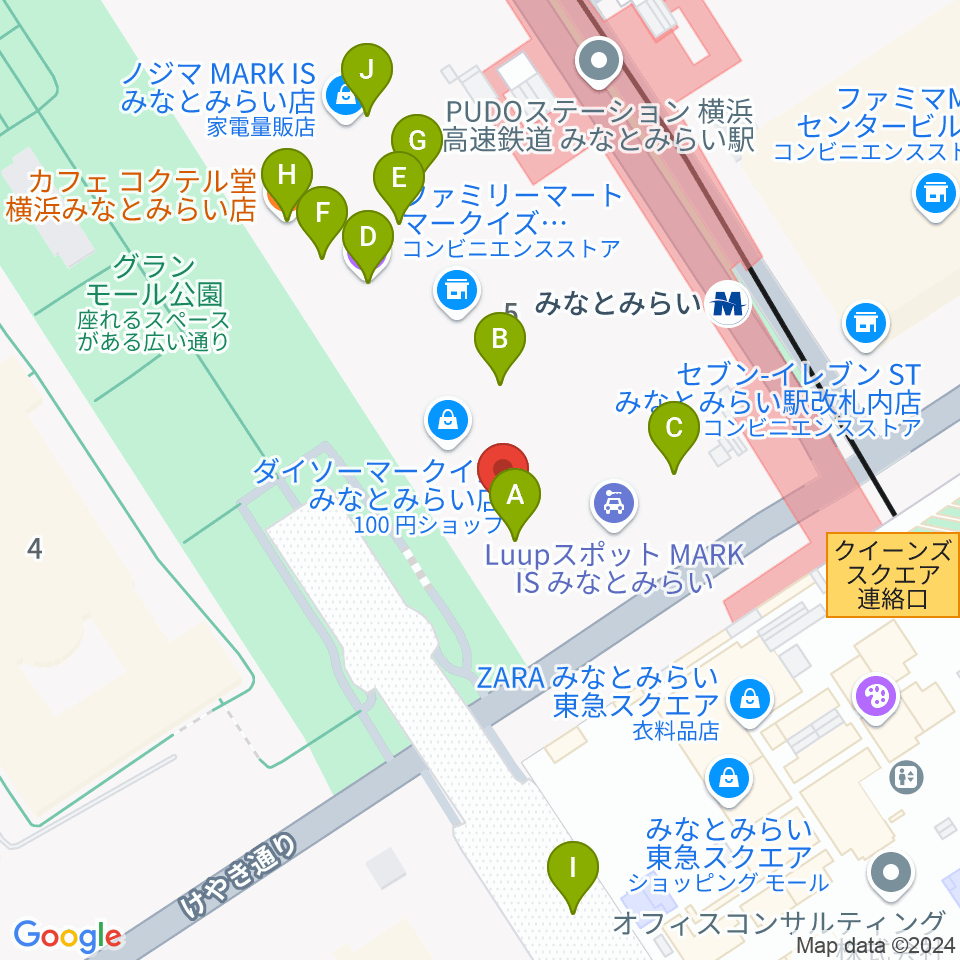 島村楽器 横浜みなとみらい店周辺のカフェ一覧地図