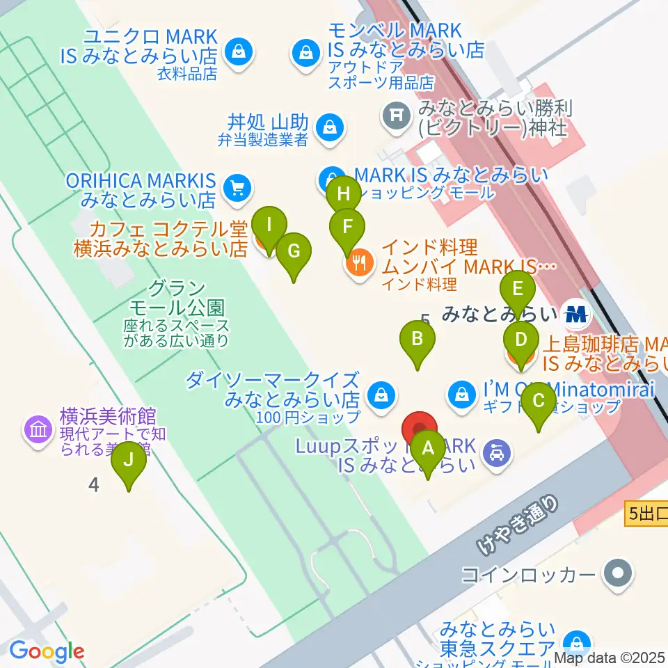 島村楽器 横浜みなとみらい店周辺のカフェ一覧地図