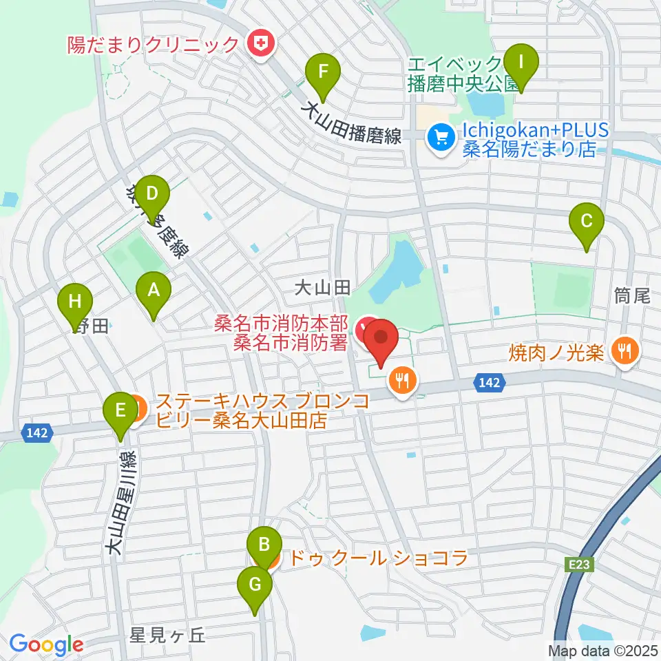 光精工コミュニティプラザ周辺のカフェ一覧地図