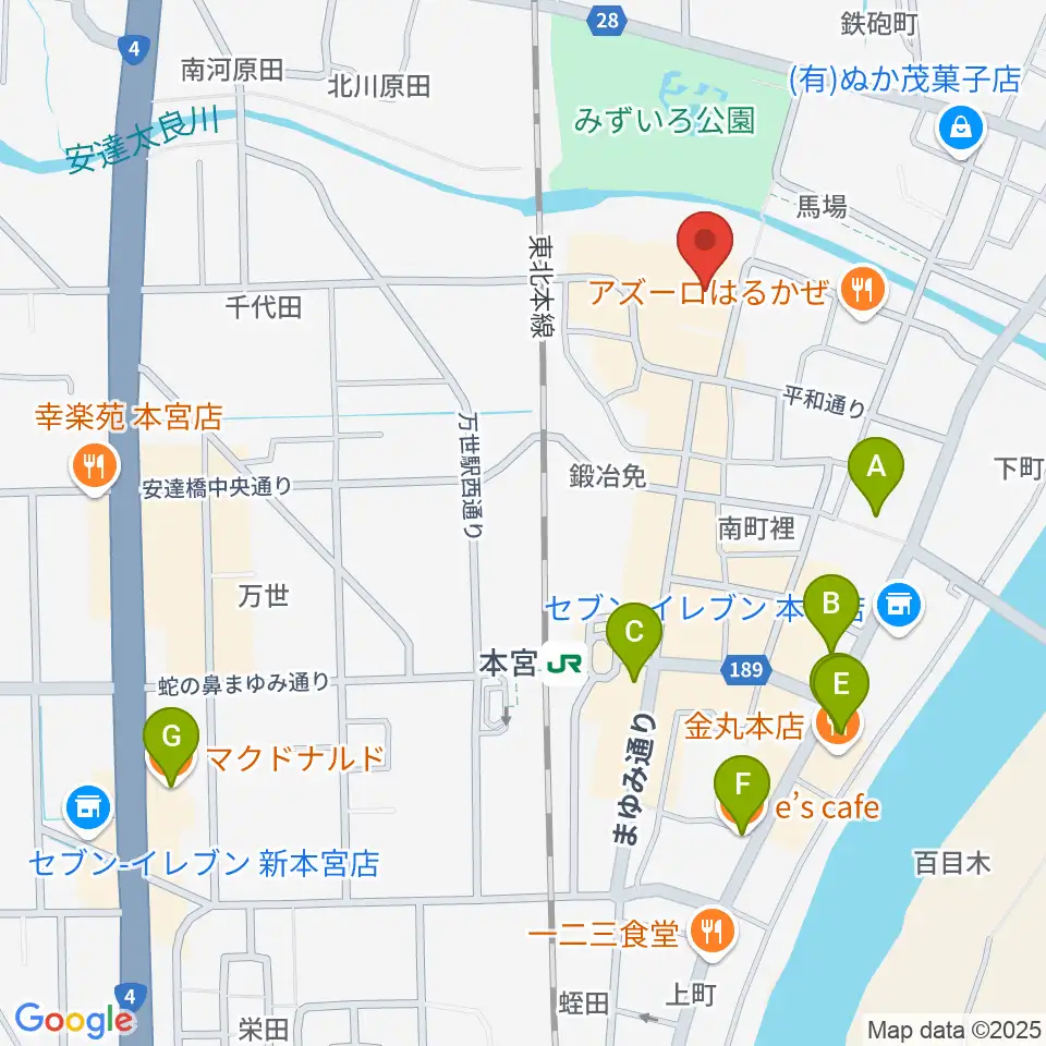 サンライズもとみや周辺のカフェ一覧地図