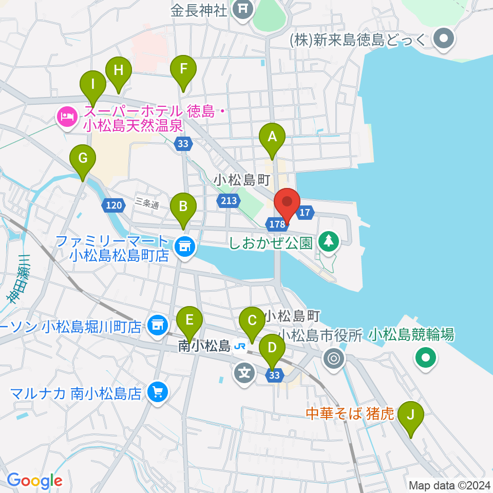 小松島市サウンドハウスホール周辺のカフェ一覧地図