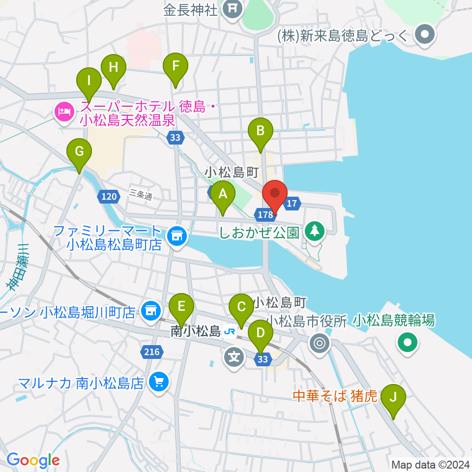 小松島市サウンドハウスホール周辺のカフェ一覧地図