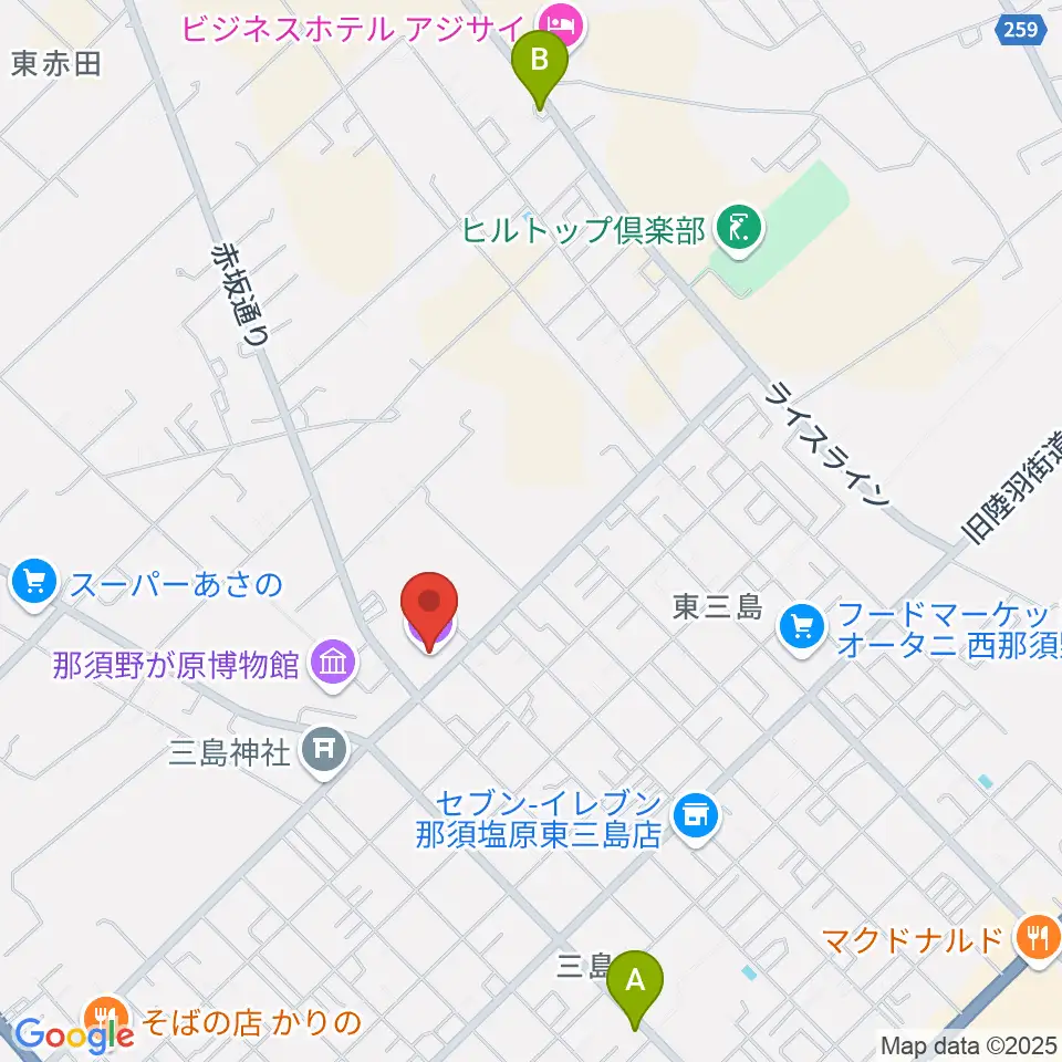 那須塩原市三島ホール周辺のカフェ一覧地図