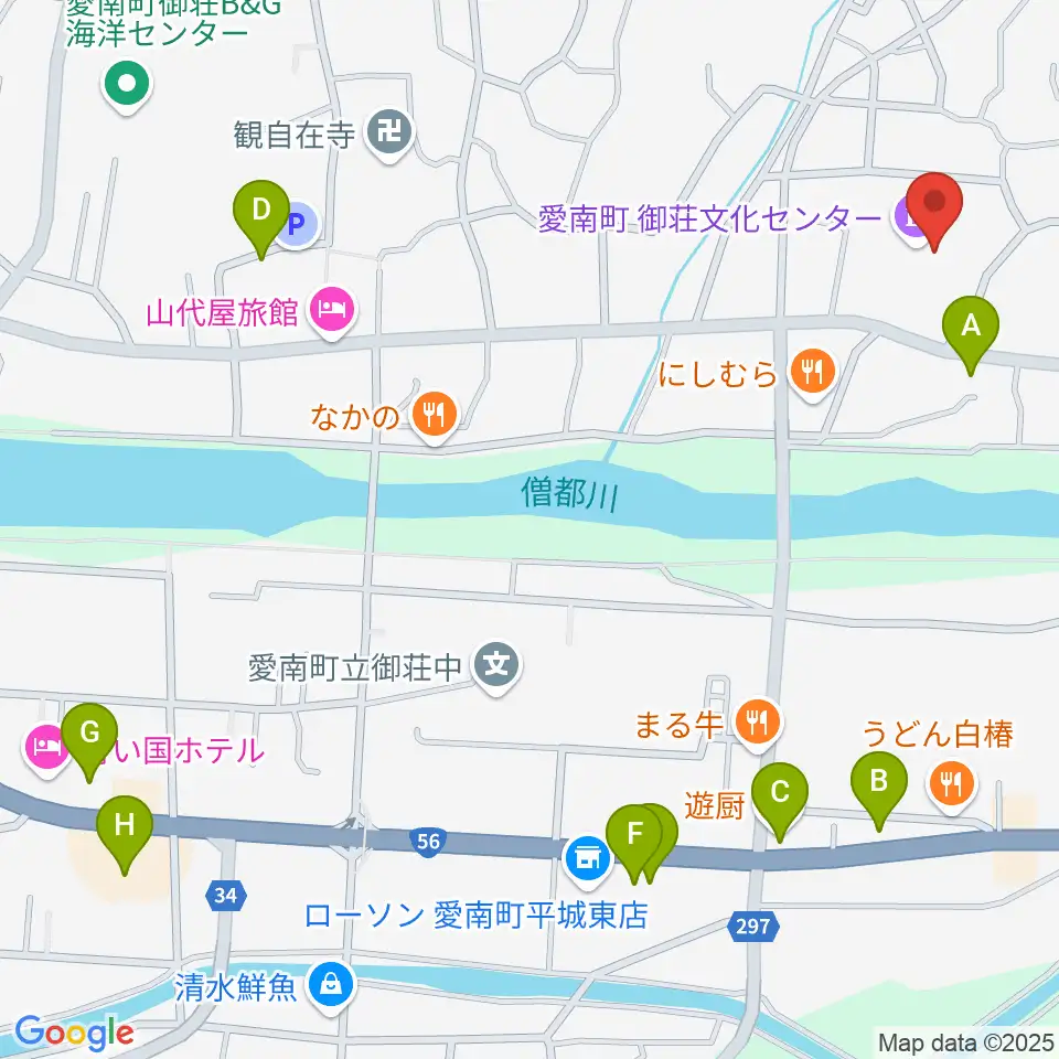 愛南町御荘文化センター周辺のカフェ一覧地図