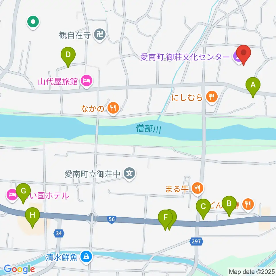 愛南町御荘文化センター周辺のカフェ一覧地図