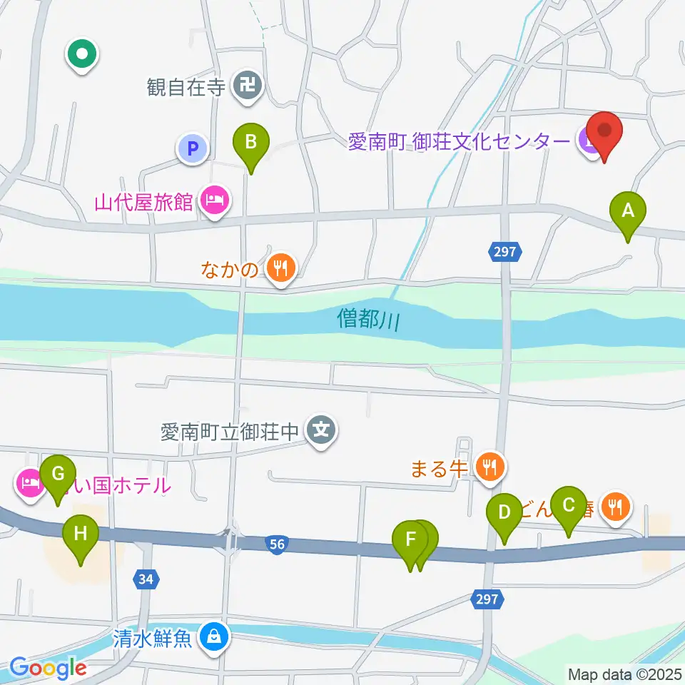 愛南町御荘文化センター周辺のカフェ一覧地図