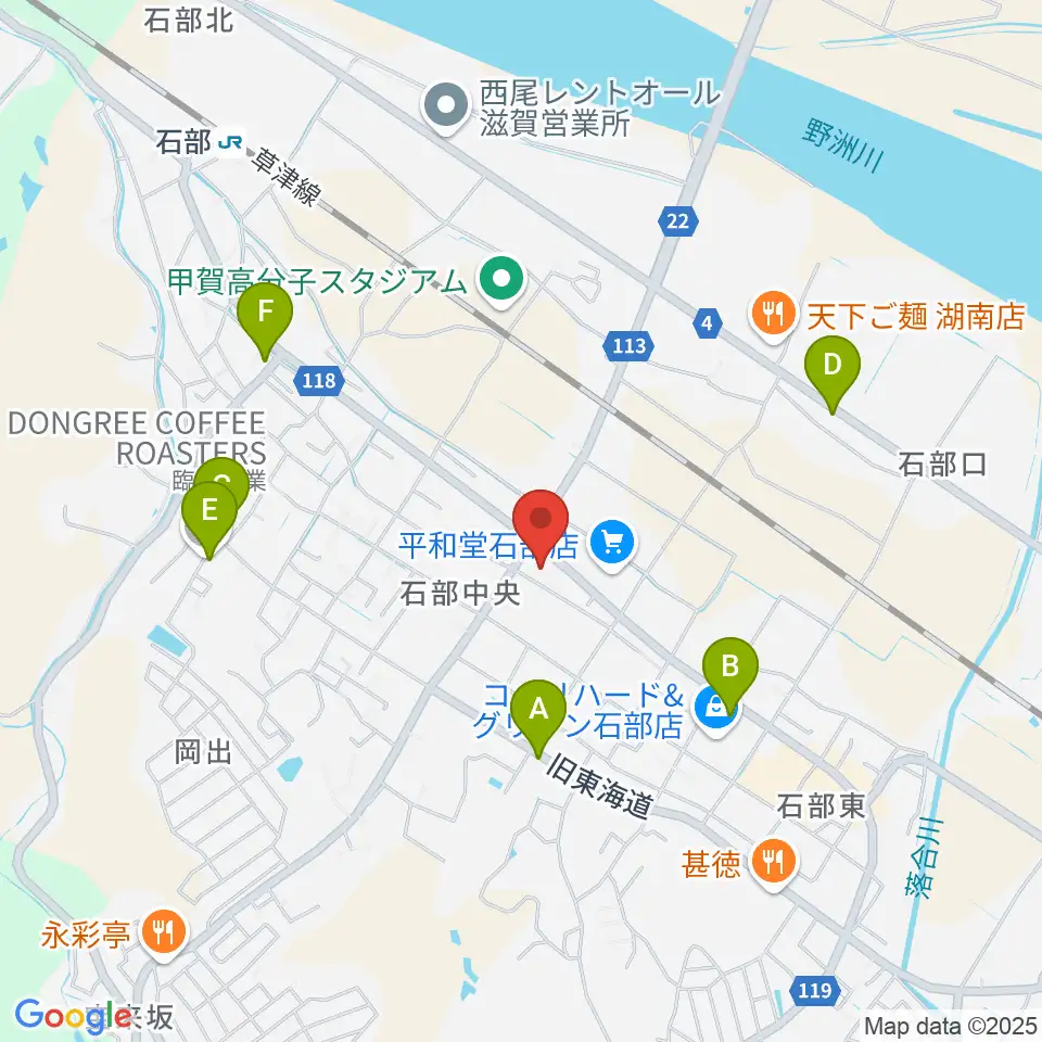 石部文化ホール周辺のカフェ一覧地図