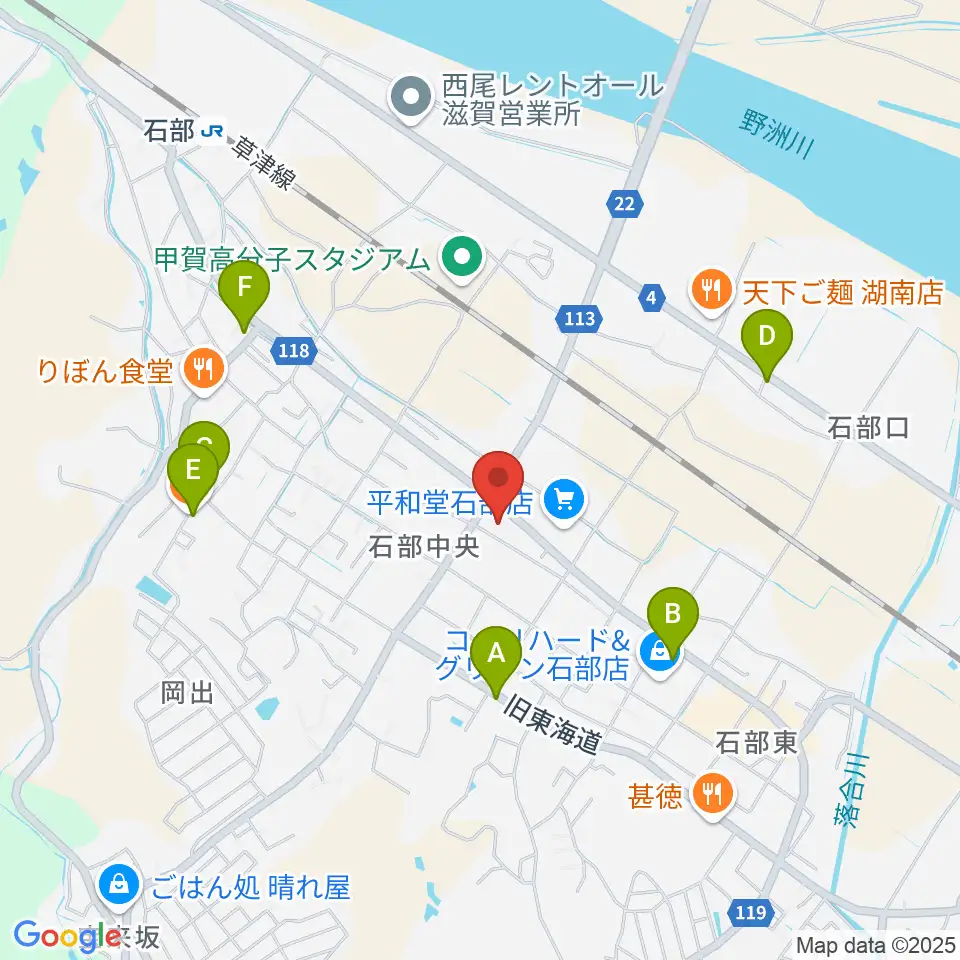 石部文化ホール周辺のカフェ一覧地図