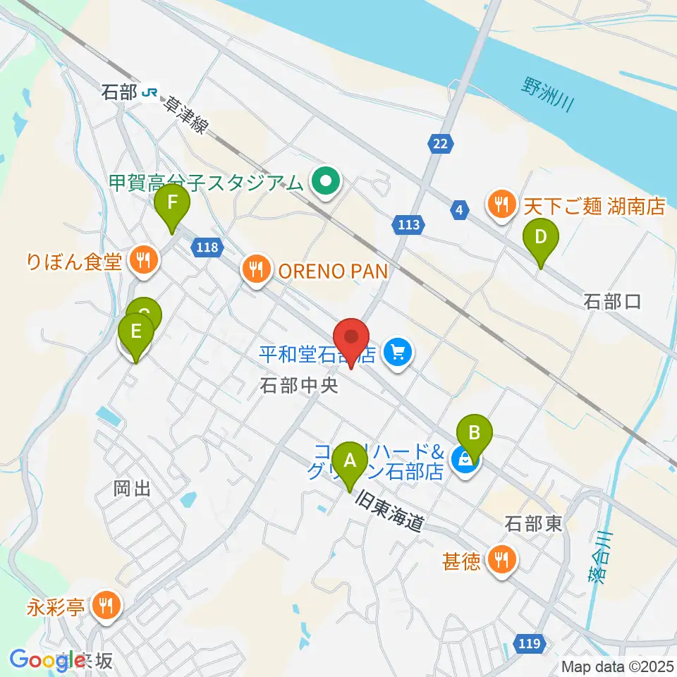 石部文化ホール周辺のカフェ一覧地図