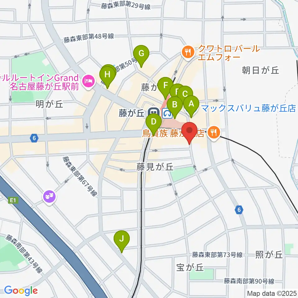 日響楽器 藤ヶ丘店周辺のカフェ一覧地図