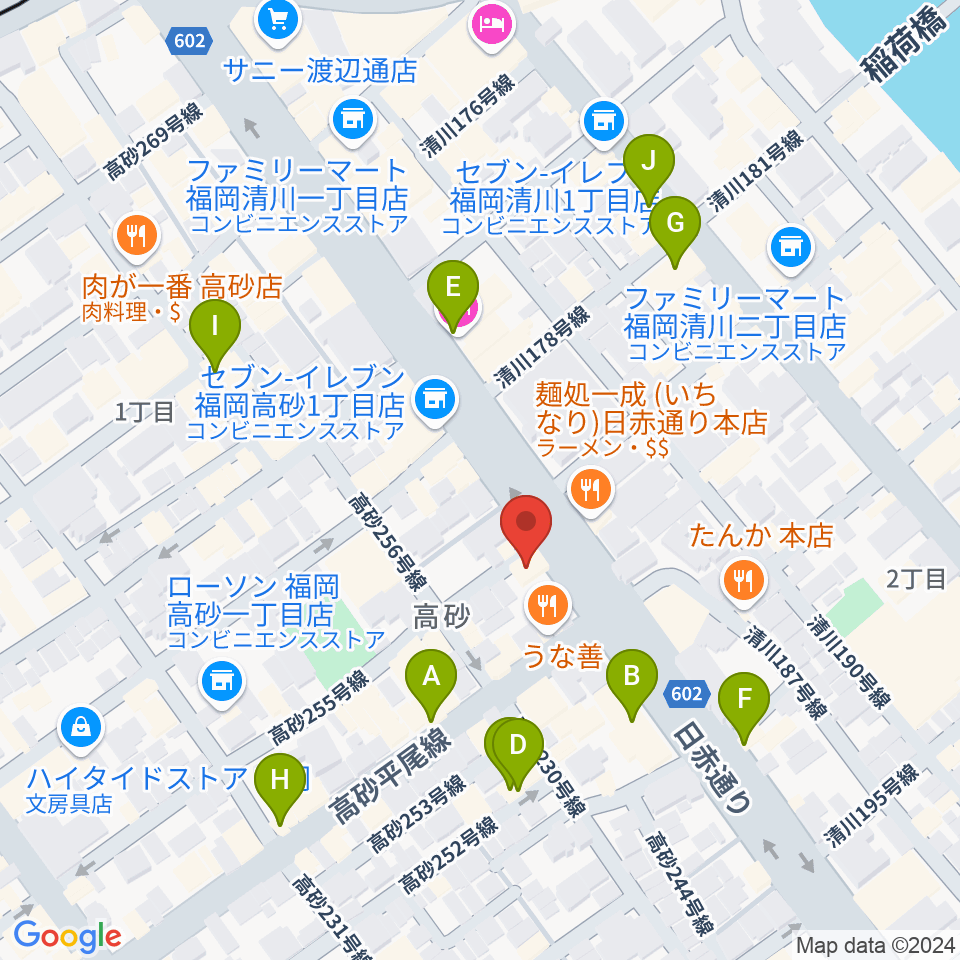 天神reflex周辺のカフェ一覧地図