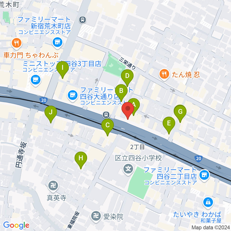 四谷アウトブレイク周辺のカフェ一覧地図