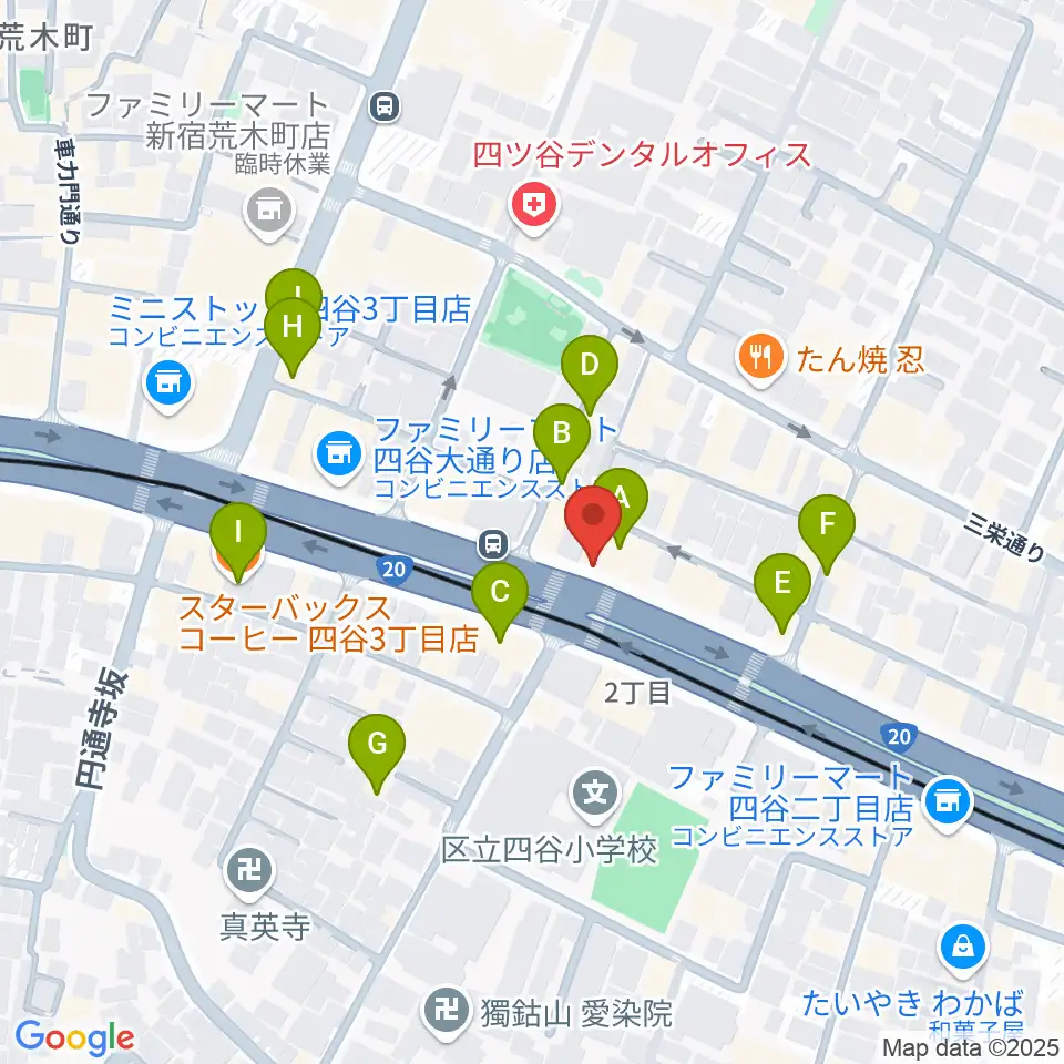 四谷アウトブレイク周辺のカフェ一覧地図