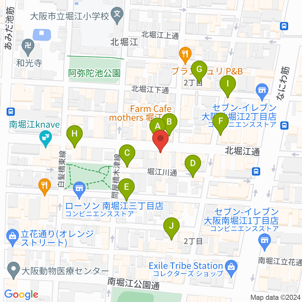 南堀江SOCORE FACTORY周辺のカフェ一覧地図