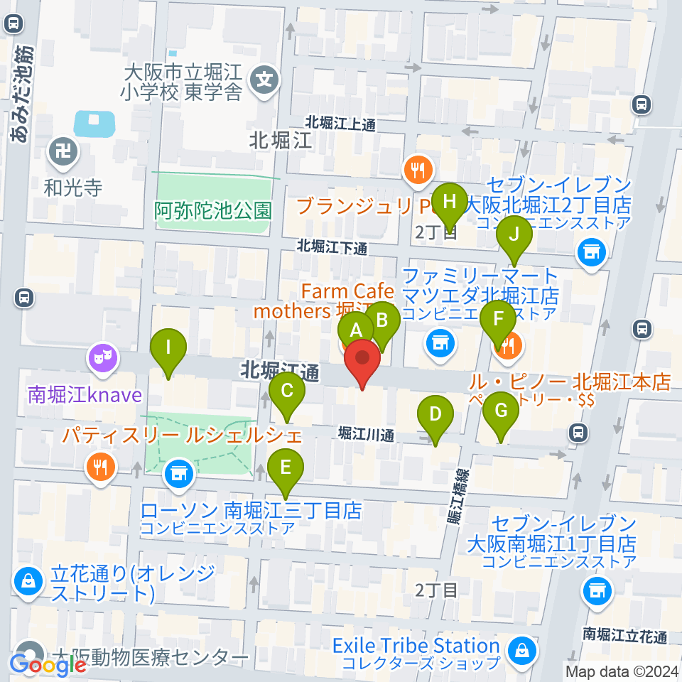 南堀江SOCORE FACTORY周辺のカフェ一覧地図