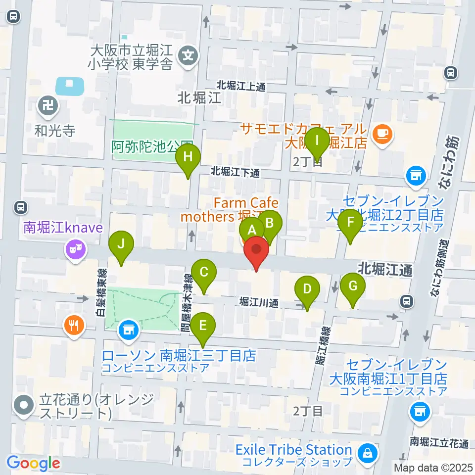 南堀江SOCORE FACTORY周辺のカフェ一覧地図