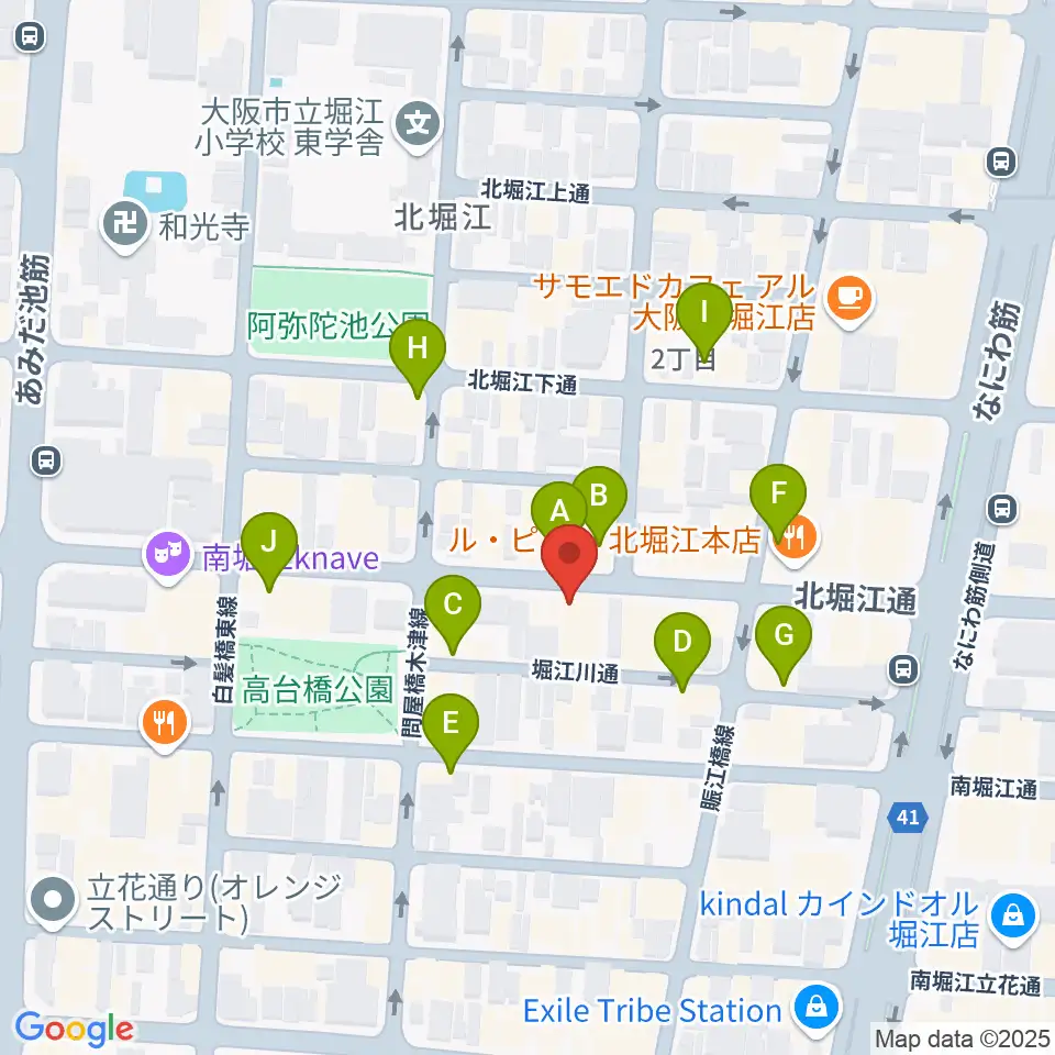 南堀江SOCORE FACTORY周辺のカフェ一覧地図
