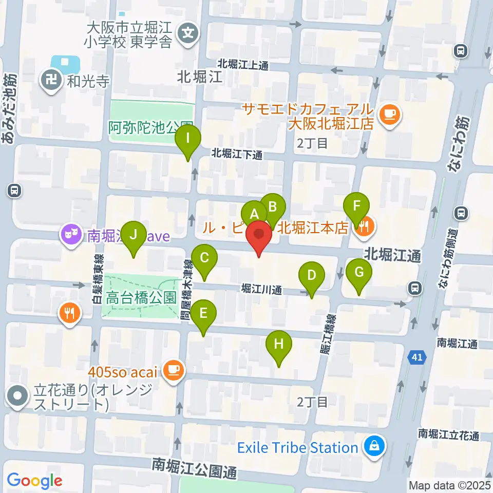 南堀江SOCORE FACTORY周辺のカフェ一覧地図