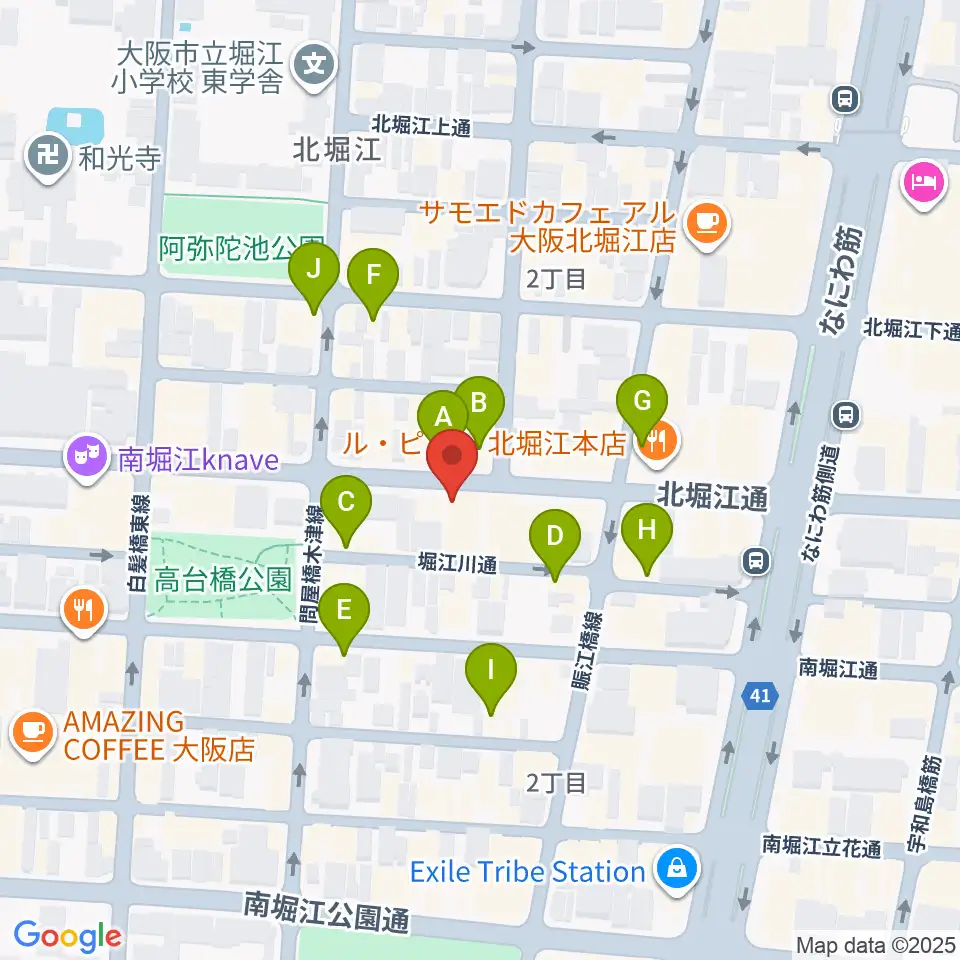 南堀江SOCORE FACTORY周辺のカフェ一覧地図