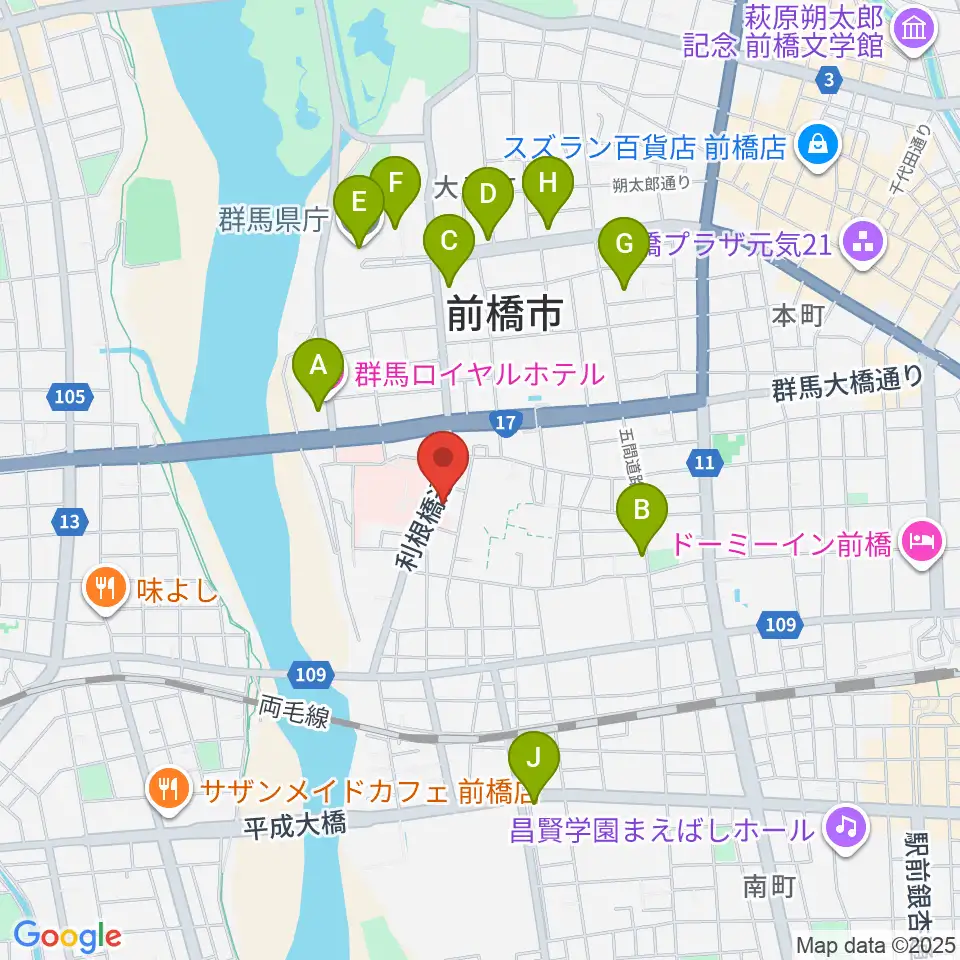 白くまレコード周辺のカフェ一覧地図