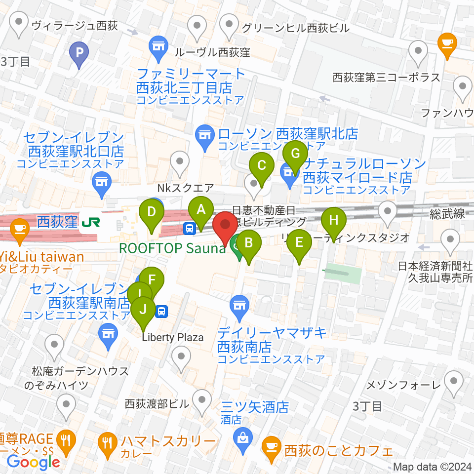 西荻窪ピットバー周辺のカフェ一覧地図