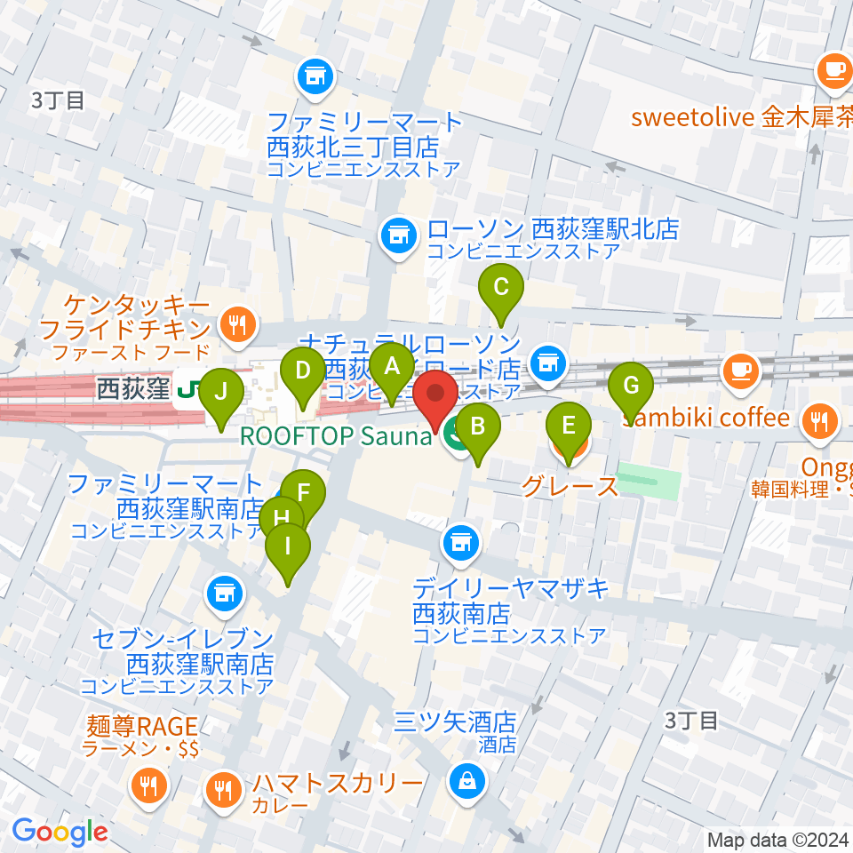 西荻窪ピットバー周辺のカフェ一覧地図