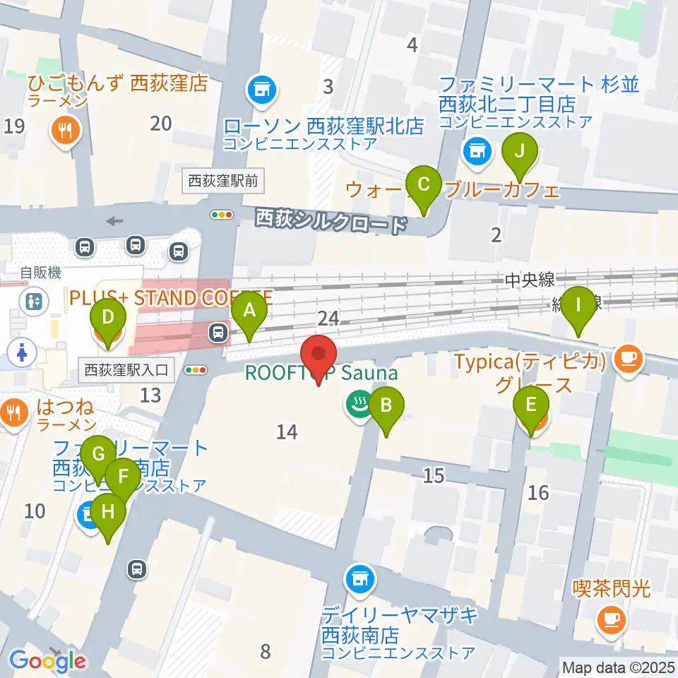 西荻窪ピットバー周辺のカフェ一覧地図