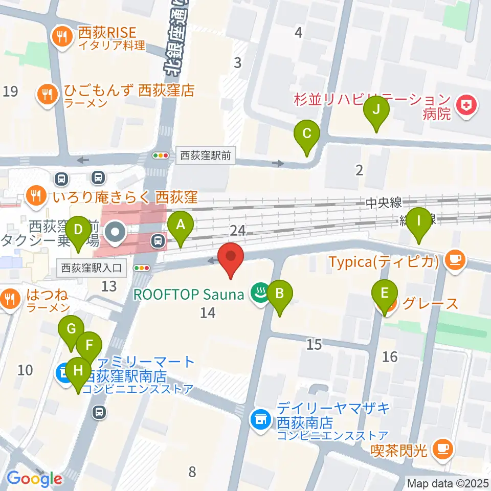 西荻窪ピットバー周辺のカフェ一覧地図