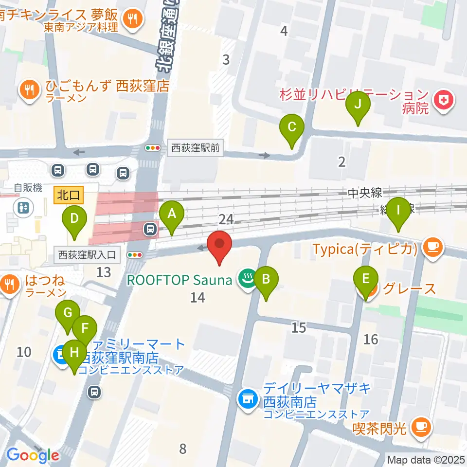 西荻窪ピットバー周辺のカフェ一覧地図