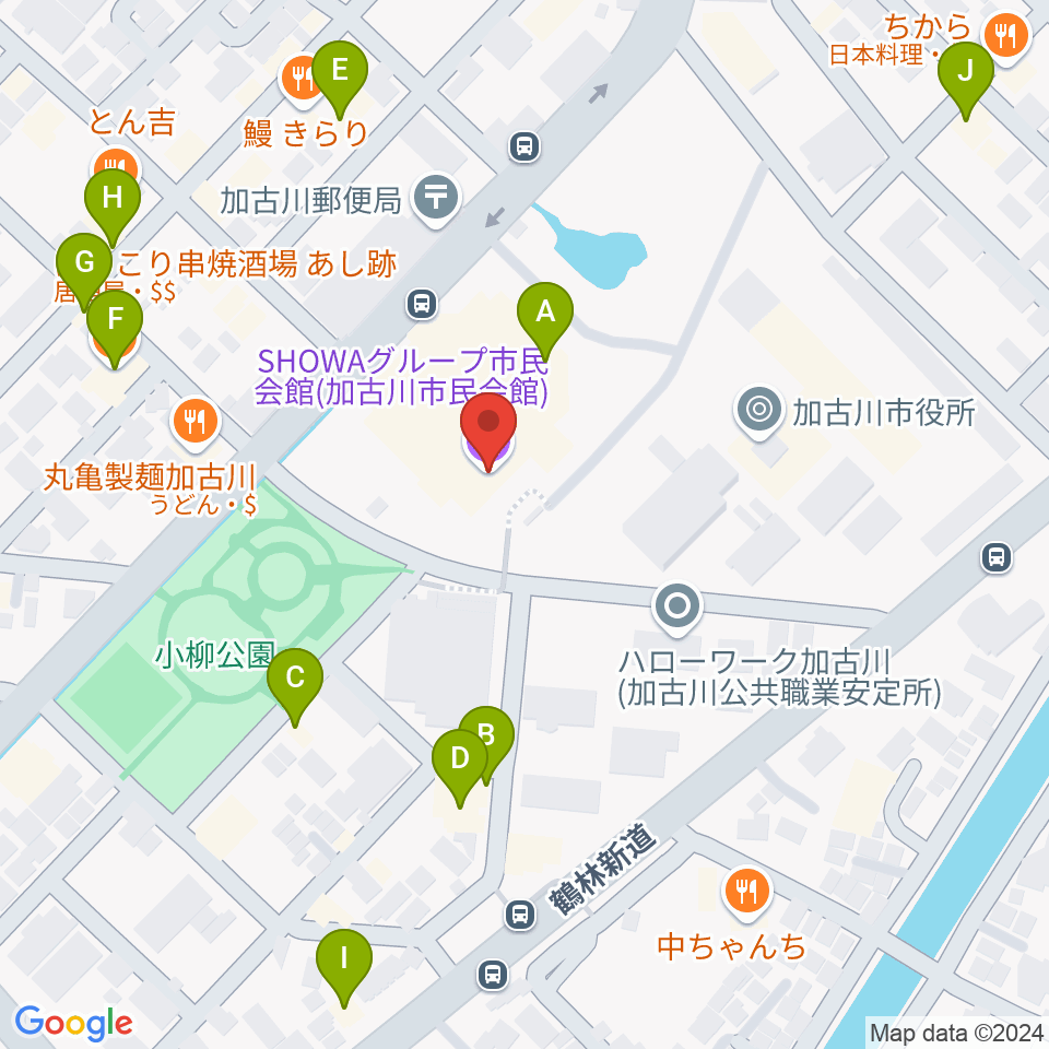 SHOWAグループ市民会館周辺のカフェ一覧地図