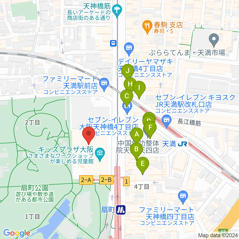 カンテレ扇町スクエア周辺のカフェ一覧地図