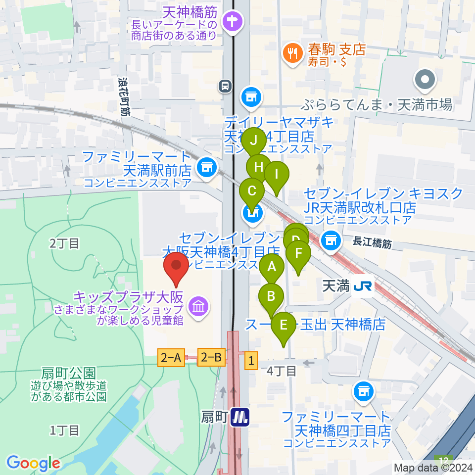 カンテレ扇町スクエア周辺のカフェ一覧地図