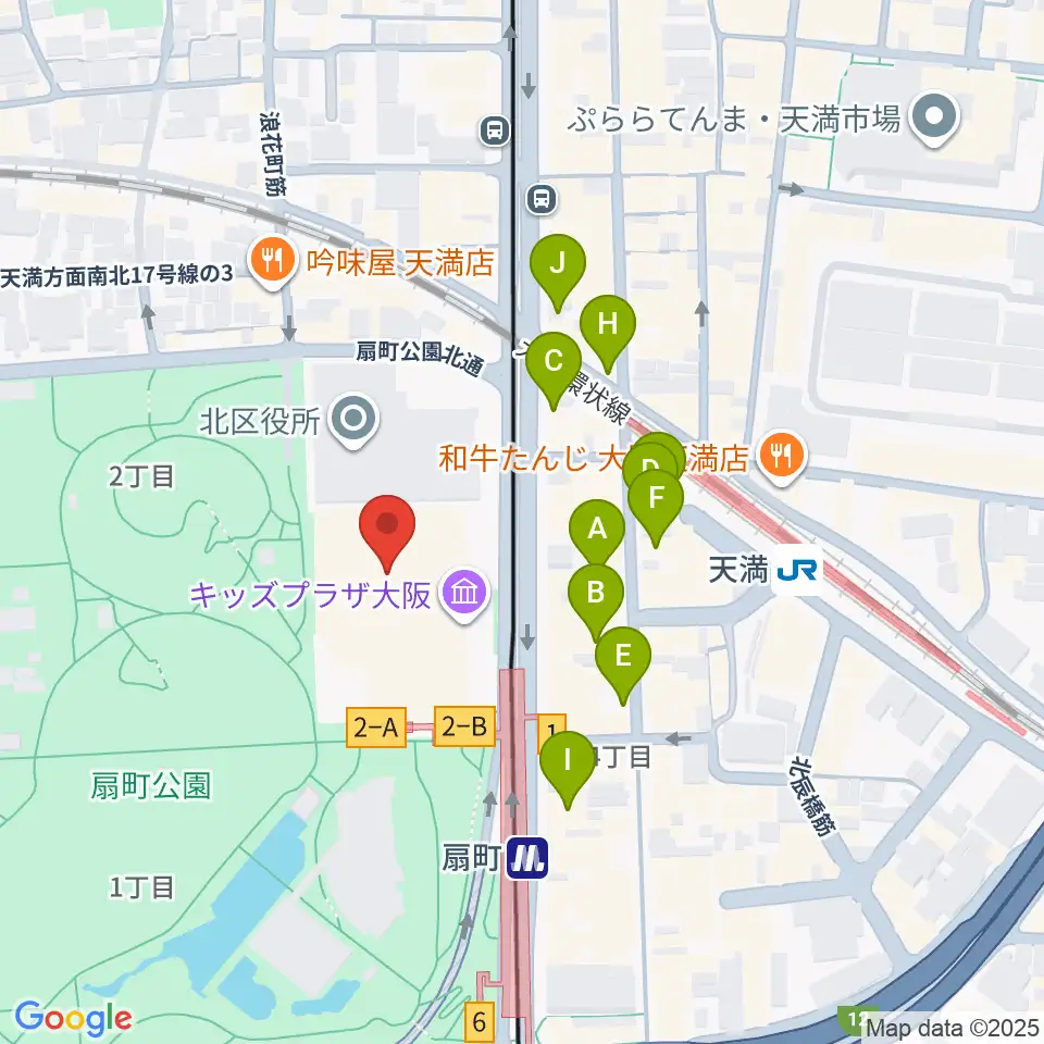 カンテレ扇町スクエア周辺のカフェ一覧地図