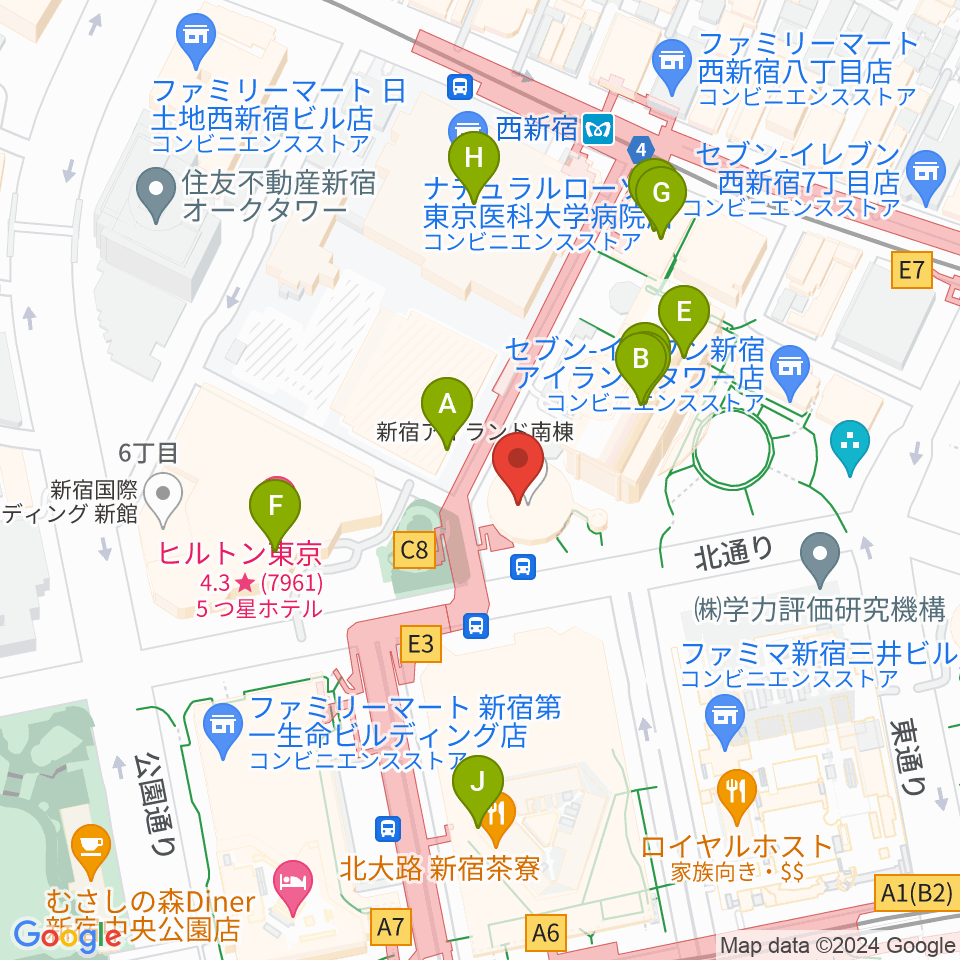 新宿ReNY周辺のカフェ一覧地図