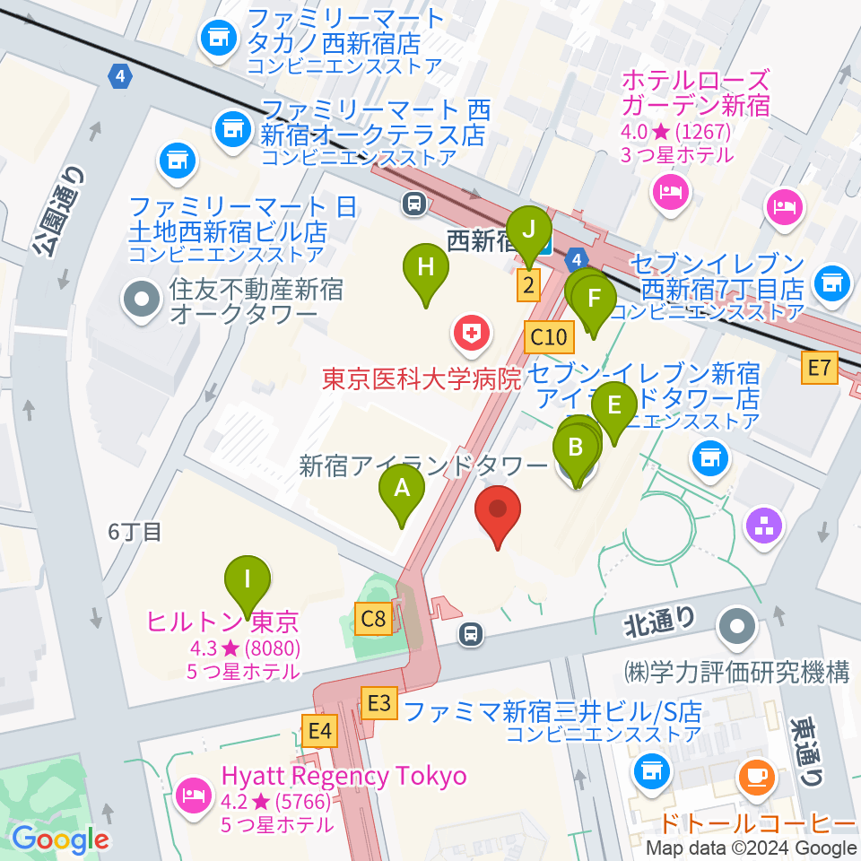 新宿ReNY周辺のカフェ一覧地図