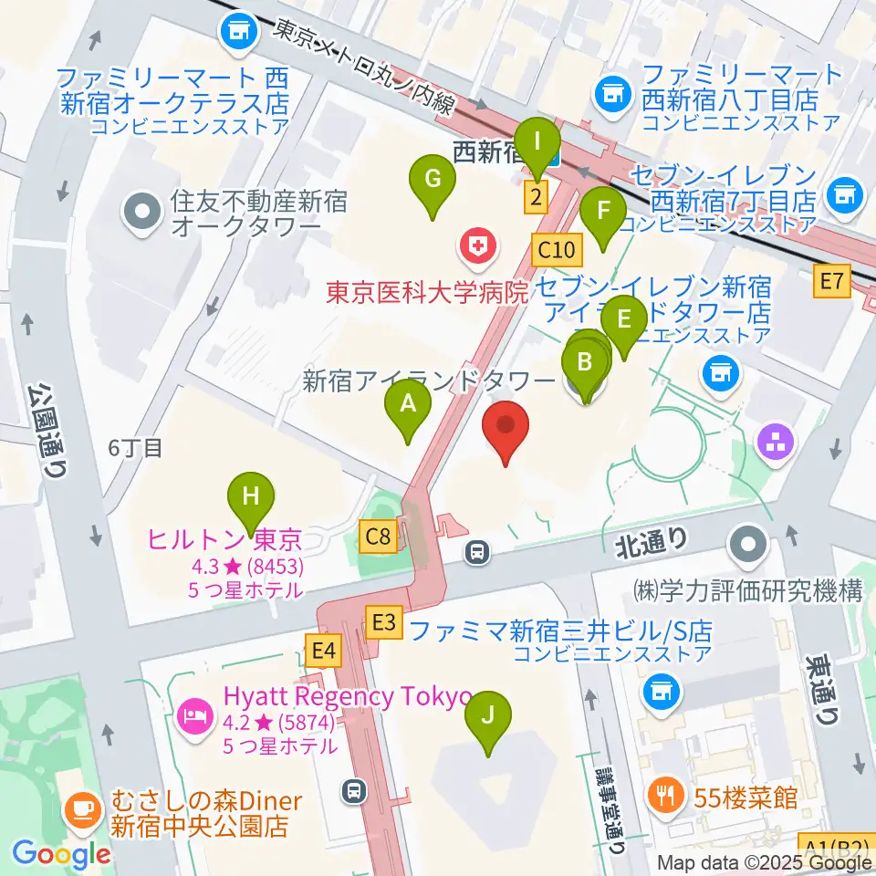 新宿ReNY周辺のカフェ一覧地図