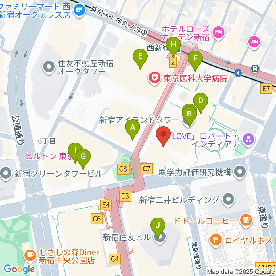 新宿ReNY周辺のカフェ一覧地図