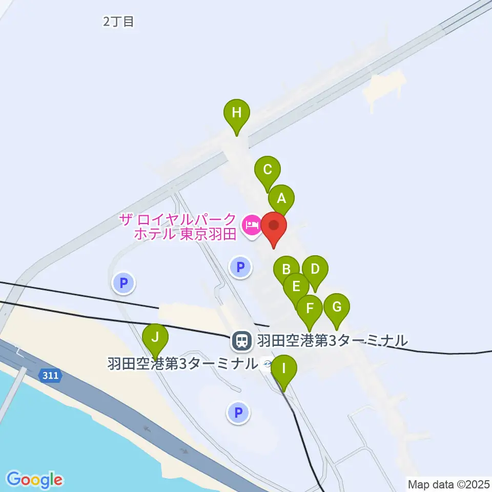 羽田空港ティアットスカイホール周辺のカフェ一覧地図