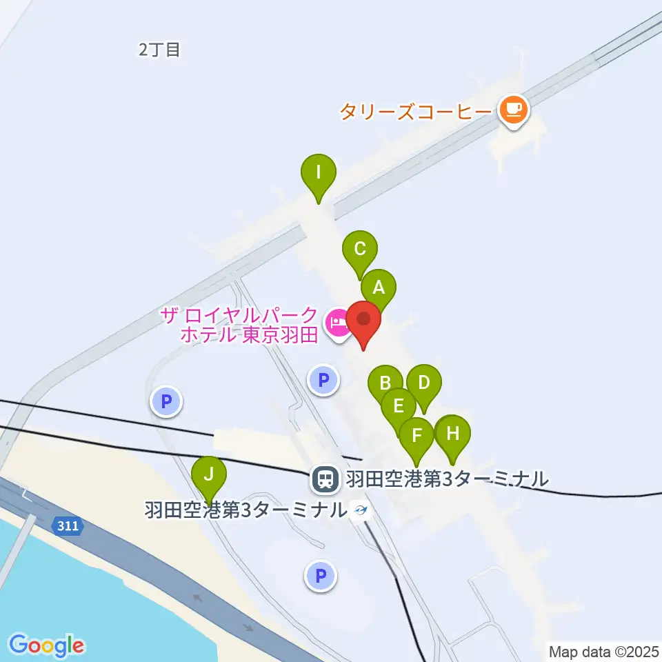 羽田空港ティアットスカイホール周辺のカフェ一覧地図
