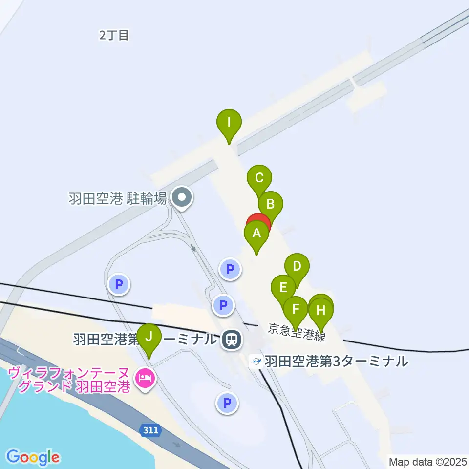 羽田空港ティアットスカイホール周辺のカフェ一覧地図