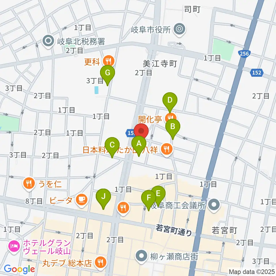 ドリームシアター岐阜周辺のカフェ一覧地図